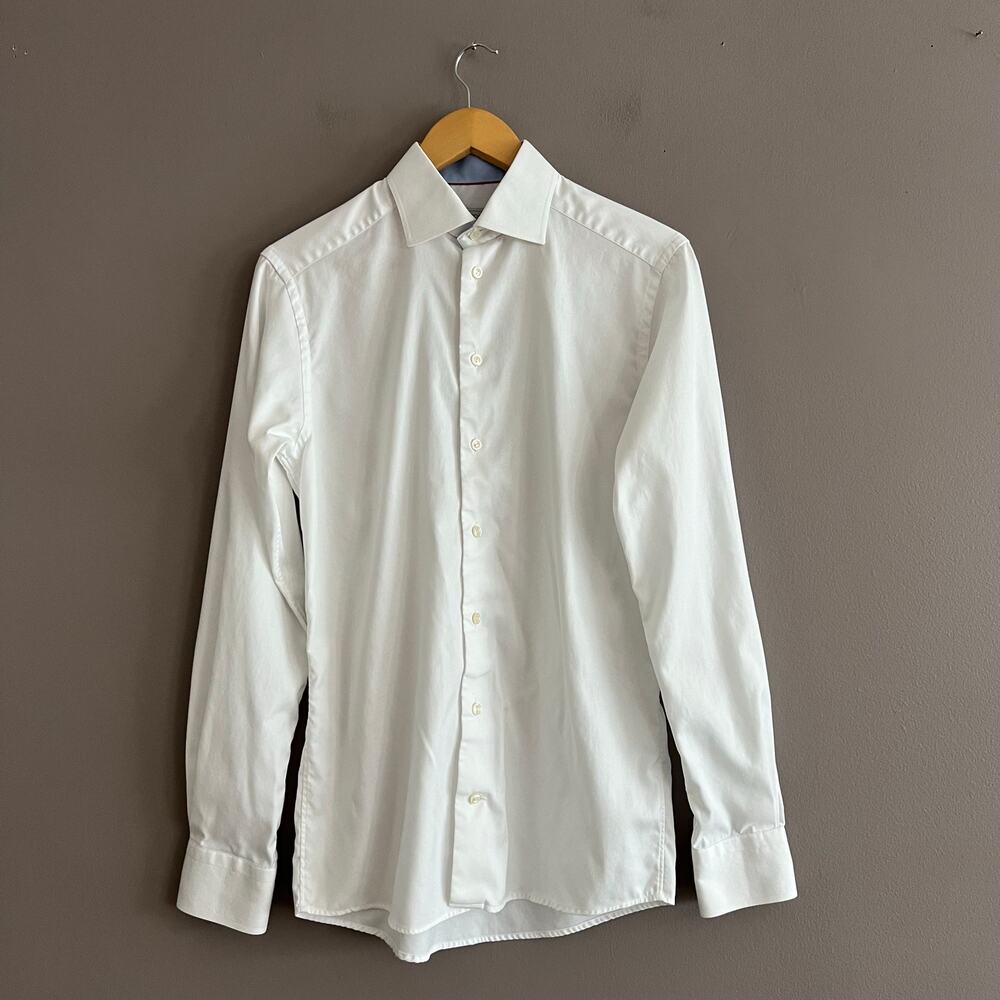 Eton Slim Fit Dress Shirt Men’s Size 38 / 15 White Cambridge Cotton Career